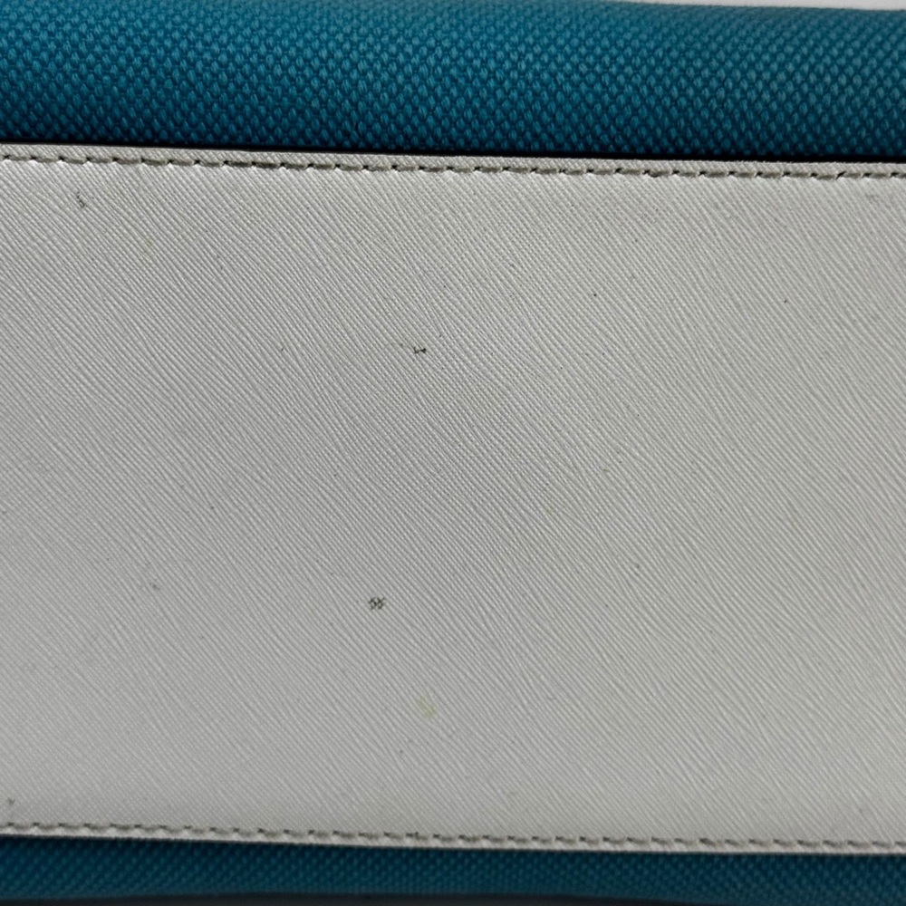 Michael Kors Selma Large Top Zip Summer Blue Canvas/Leather Satchel Bag - Picture 8 of 15